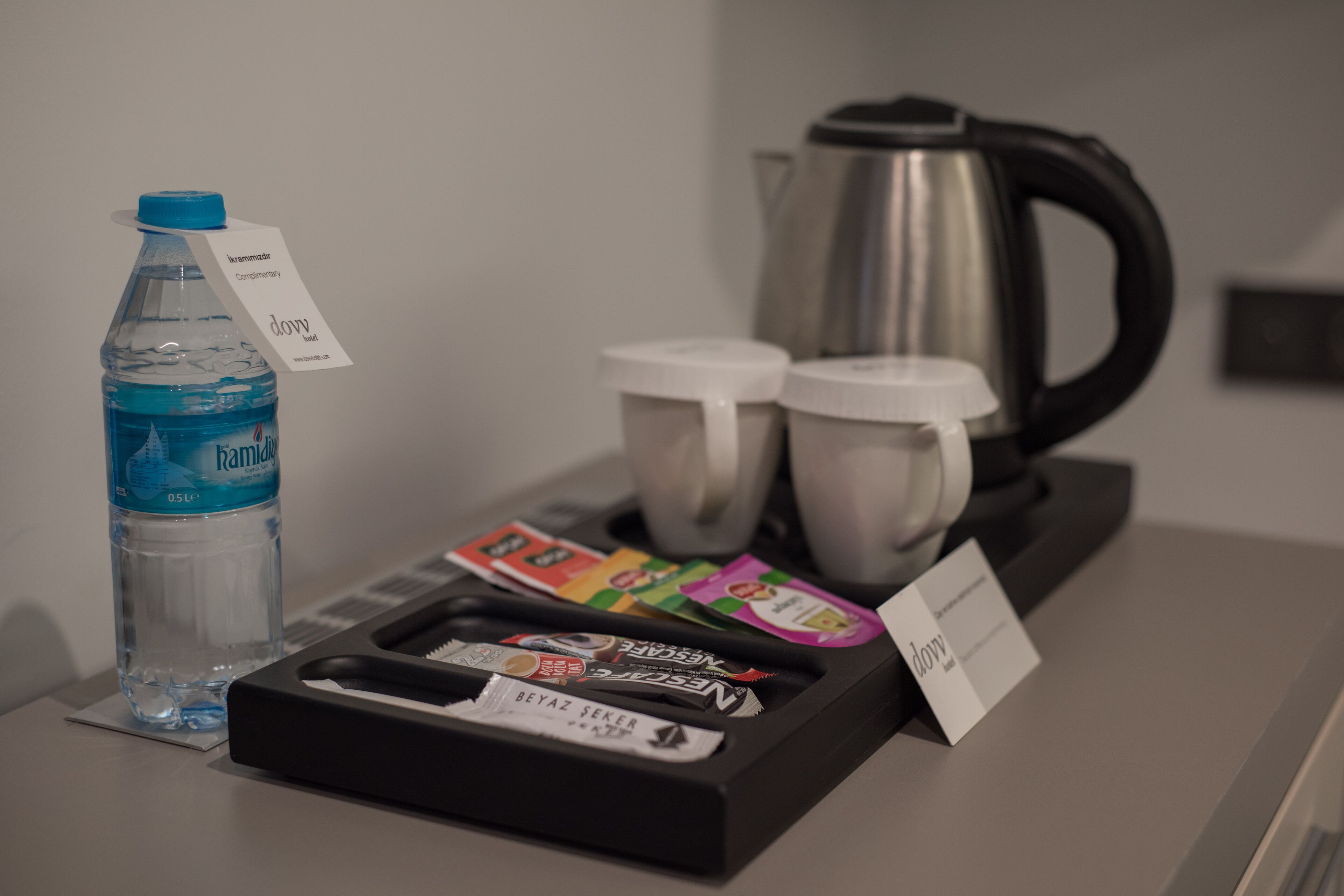 premium bedding, minibar, desk, laptop workspace