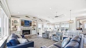 TV, fireplace, table football - Great White Shack | 120 ft to the beach | Private Pool, Hot tub (Virginia Beach)