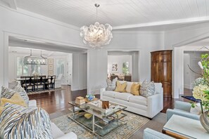 TV, fireplace, books, stereo - Spacious interiors, iconic Wilson Village location, Dual Living & Dining Rooms (Bluffton)