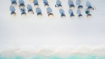 On the beach, beach towels