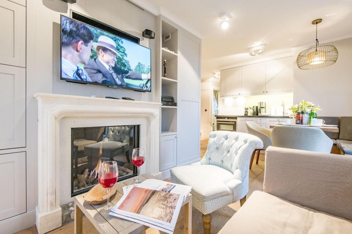 TV, DVD player, stereo