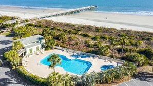 A beachfront hotel with a swimming pool, a pier, and a beach. - 3rd Floor Condo w/Amazing Ocean View! Pool & Pier Access! *Unit 328* (Isle Of Palms)