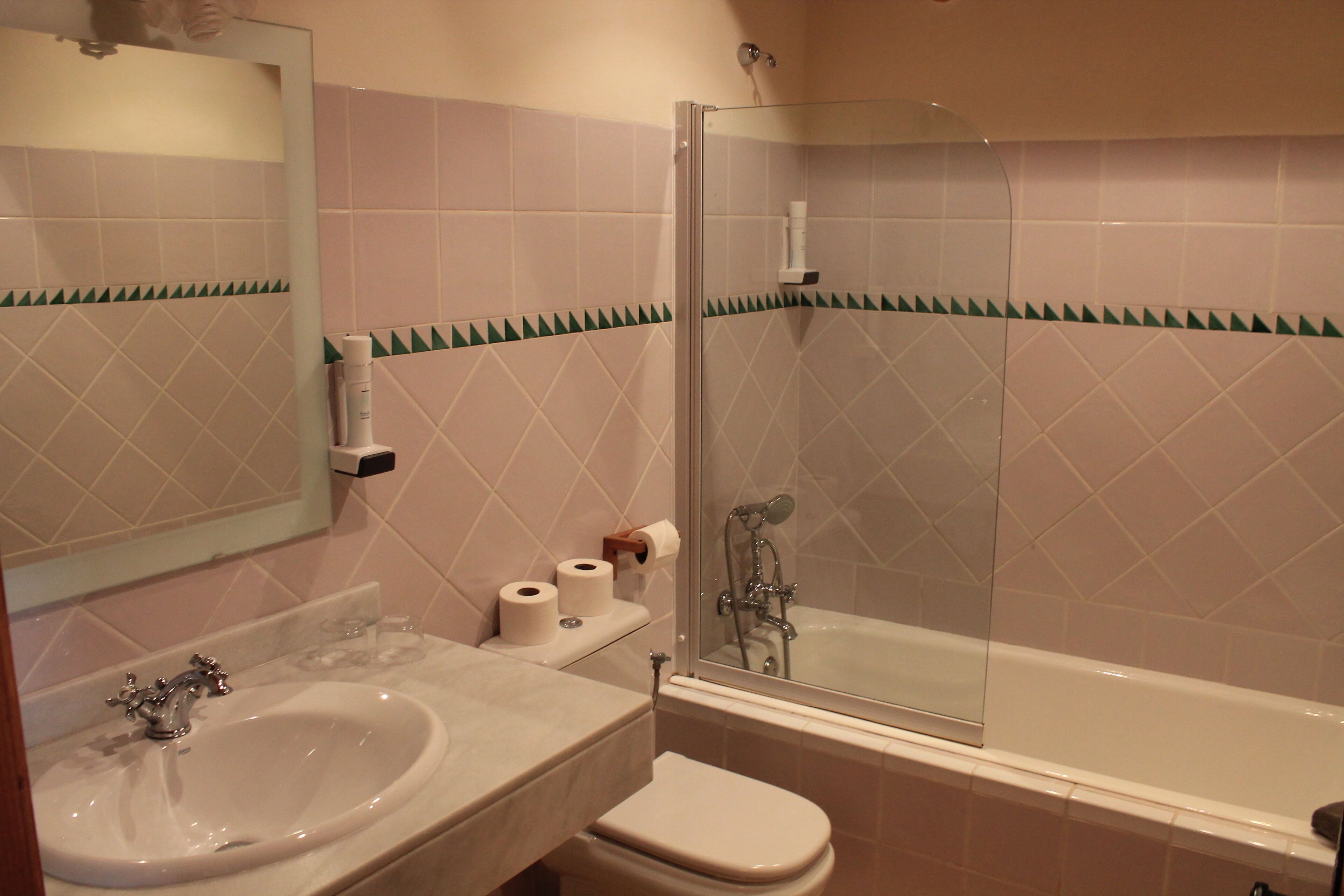 standard double room single use | bathroom | combined shower/bathtub, hair dryer, towels, soap