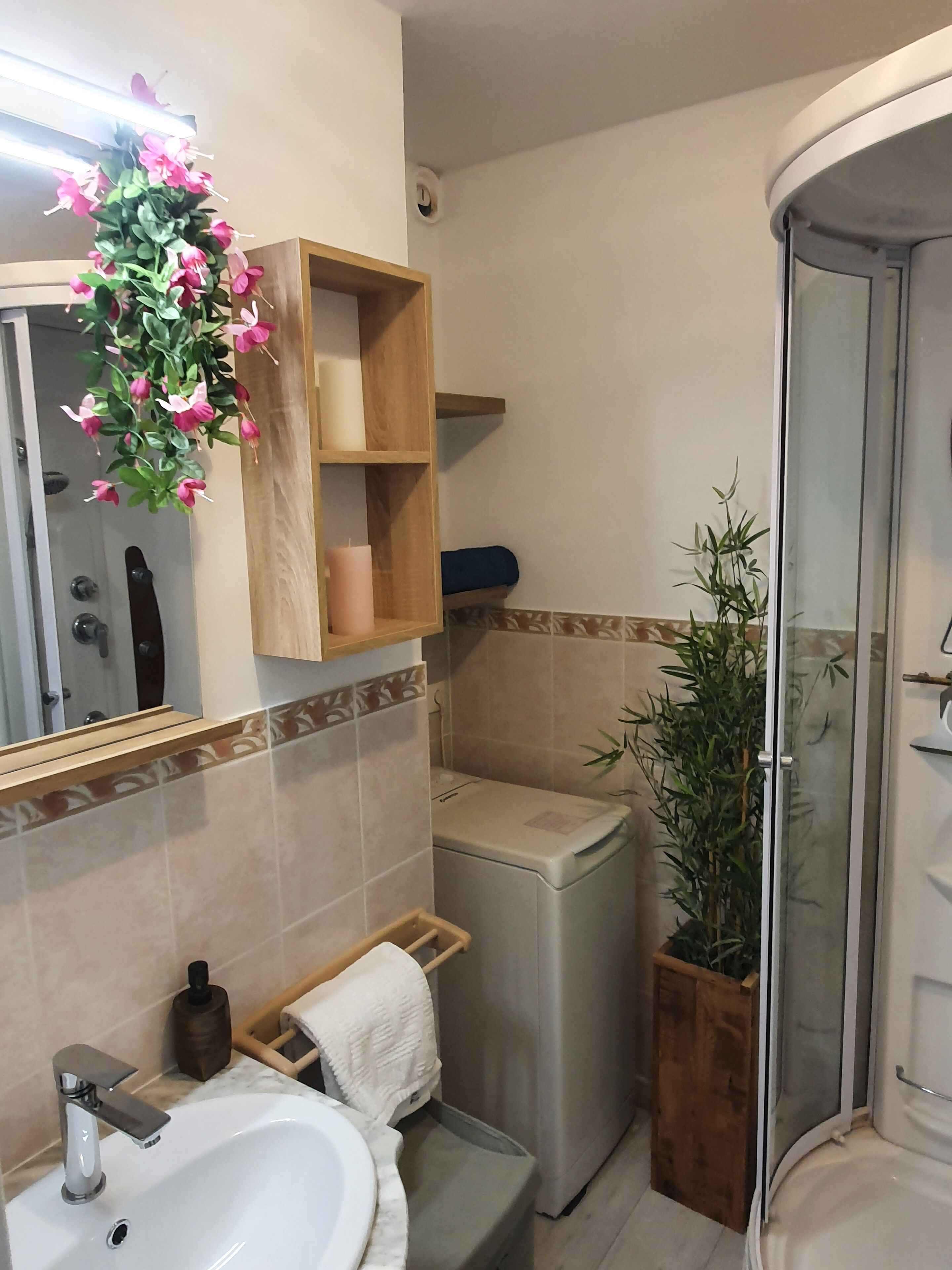 Douche, sèche-cheveux, savon, papier toilette