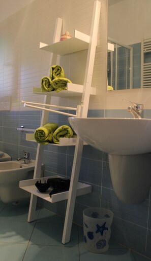 Ducha, secador de pelo, bidé y toallas