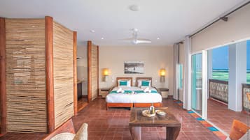 Apartamento, 1 habitación, frente al mar | 1 dormitorio y ropa de cama de alta calidad