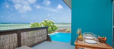 Villa, 1 Bedroom, Private Pool, Oceanfront | Premium bedding, pillow-top beds, in-room safe, desk