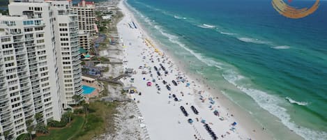 Beach nearby, sun loungers