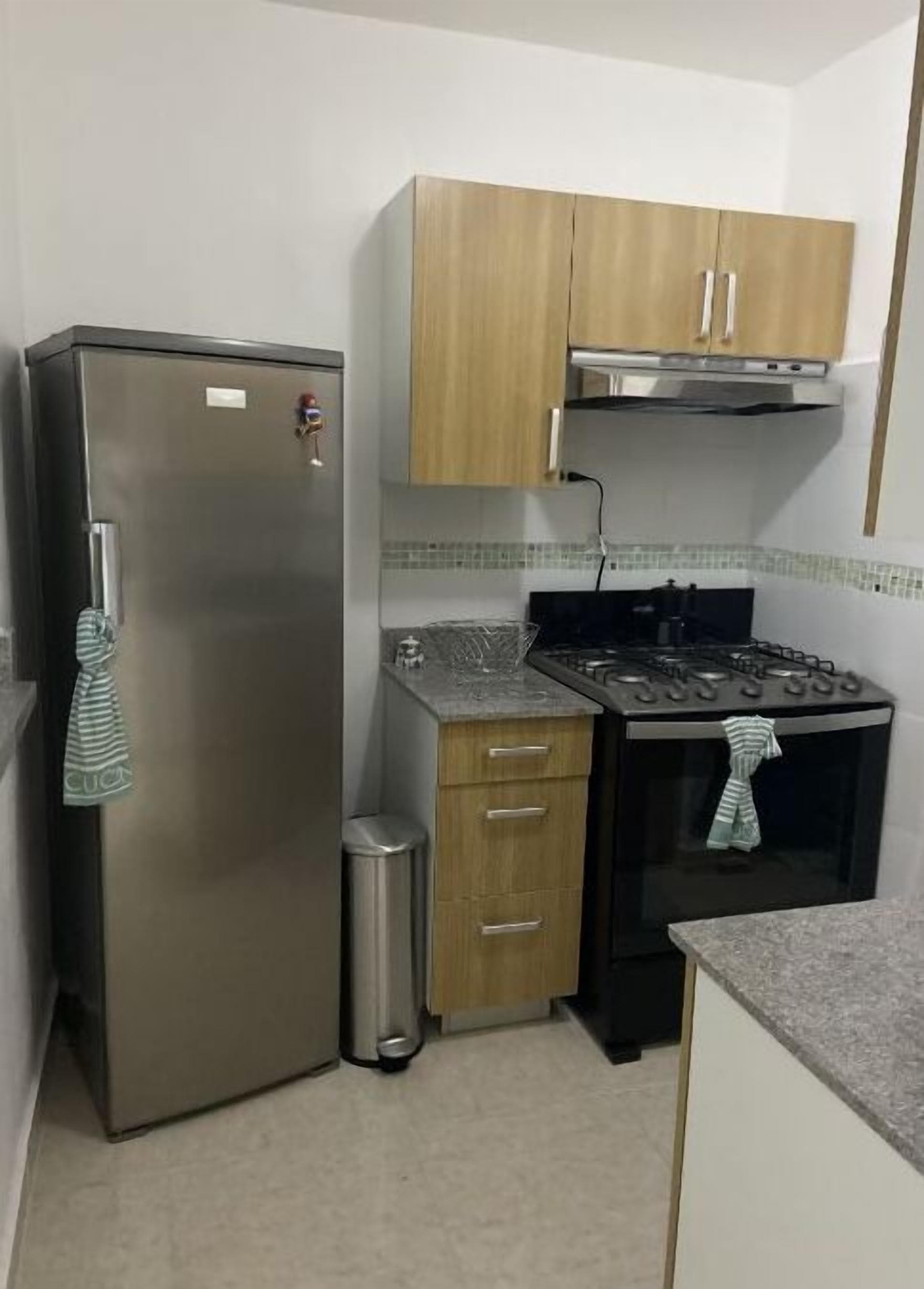 Fridge, oven, stovetop, coffee/tea maker