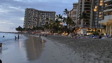 On the beach, beach towels