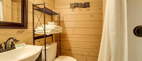 Towels, soap, shampoo