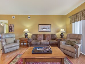 Condo (#302 - No Pets) | Living area | 40-inch flat-screen TV with digital channels, fireplace - Bear Crossing by Jackson Mountain Rentals (Pigeon Forge)