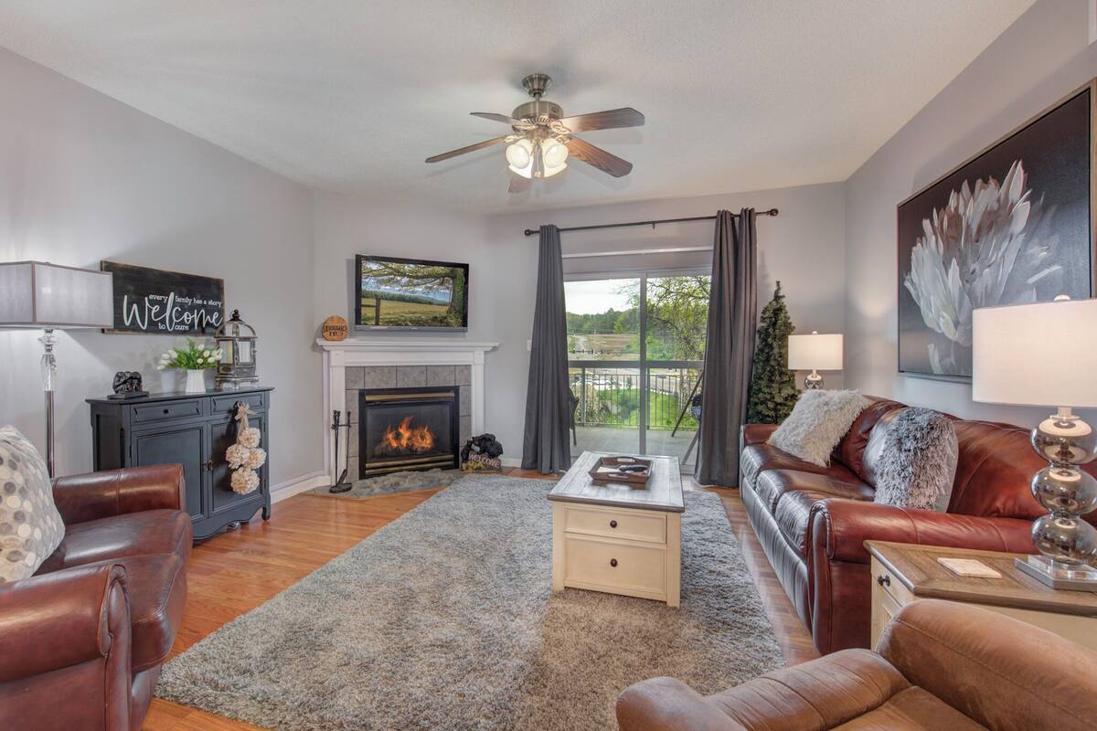 Condo (#204 - No Pets) | Living area | 40-inch flat-screen TV with digital channels, fireplace