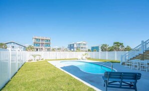 A heated pool - Beautiful Large 5 BR, 4.5 Beach Oasis Close, amazing ocean views and a private pool!  The Seaquel (Oak Island)