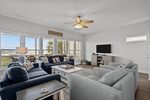 TV, DVD player, books