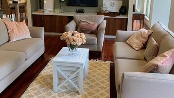 TV, fireplace, printers