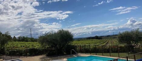 Alberca climatizada y camastros