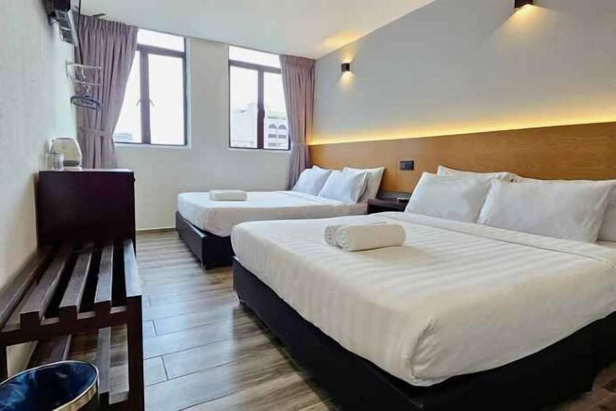 Desk, laptop workspace, free WiFi, bed sheets