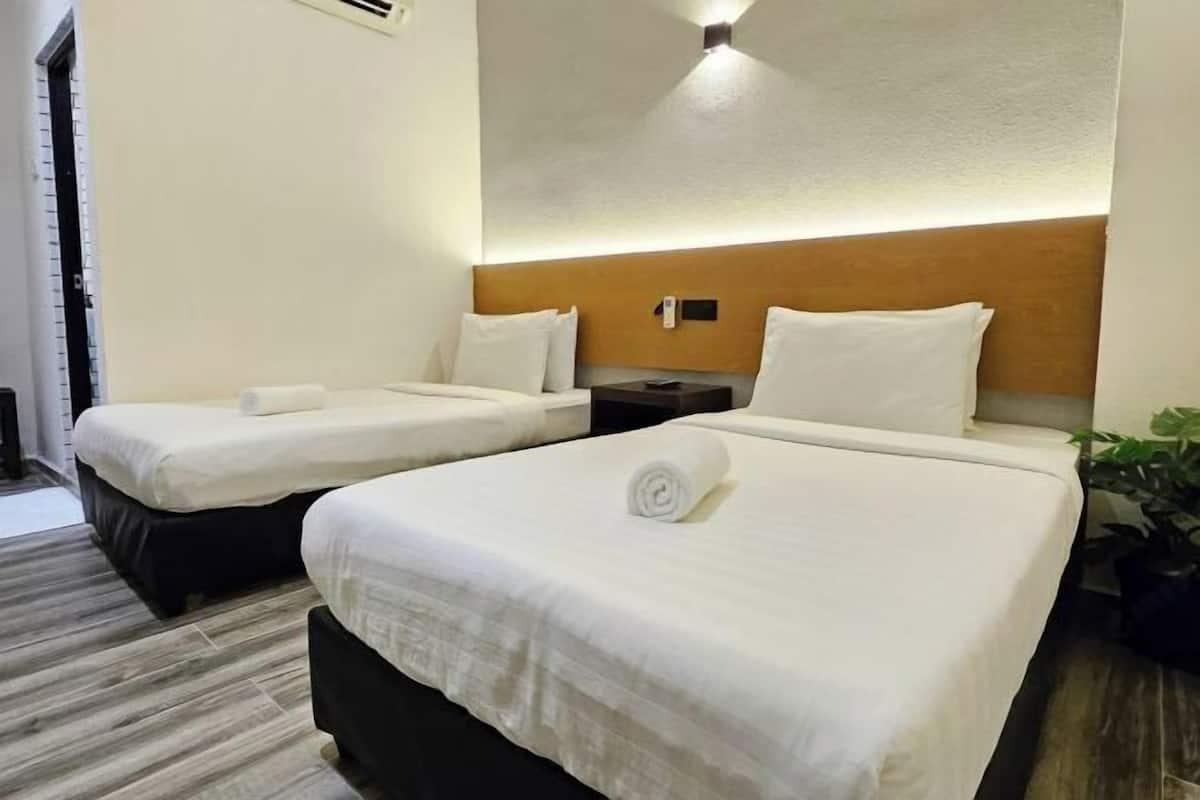 Desk, laptop workspace, free WiFi, bed sheets