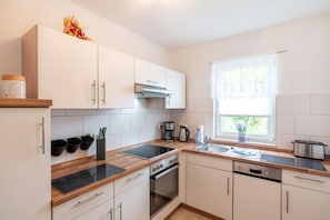 Kühlschrank, Mikrowelle, Herdplatte, Geschirrspüler