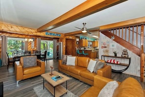 TV, fireplace, offices