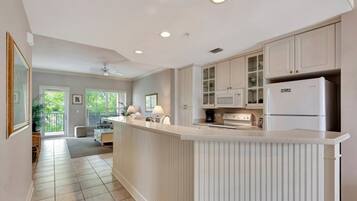 Condo, 2 Bedrooms | Private kitchen | Fridge, dining tables