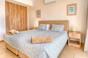 Superior Apartment, 1 Bedroom, Pool View | 1 bedroom, in-room safe, blackout curtains, iron/ironing board - Narcissos 'Nissi Beach' apartment C3 (Ayia Napa)
