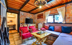 Smart TV, fireplace, stereo