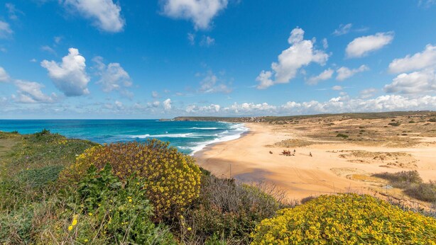 A coastal landscape with a sandy beach, ocean, and sparse vegetation. - 2 bedroom amazing apartment in Guspini (Guspini)