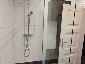 Shower, hair dryer, soap, toilet paper - Watzek vacation apartment (Grömitz)