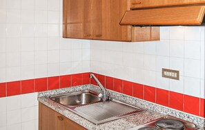 Kühlschrank, Mikrowelle, Herdplatte, Kochgeschirr/Geschirr/Besteck