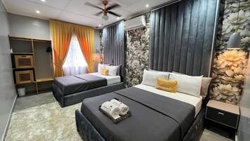4 dormitorios, tabla de planchar con plancha, wifi gratis y ropa de cama