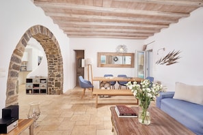 Smart TV, chimenea, reproductor de DVD y biblioteca musical