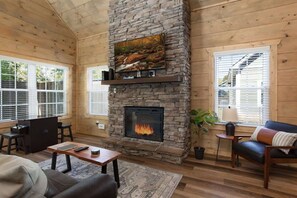 TV, fireplace, video games, offices