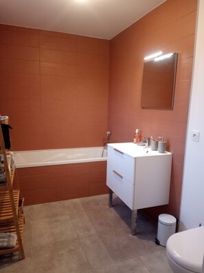 Bathtub, hair dryer