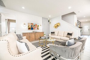 Smart TV, fireplace, video games, table football