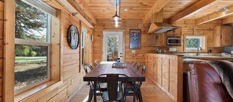 Log cabin with game room by skiing & lake