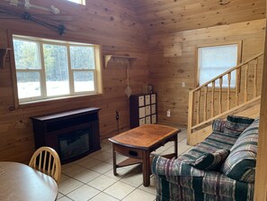 Fireplace, table football