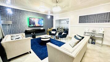 Flat-screen TV, video-game console, Netflix, streaming services