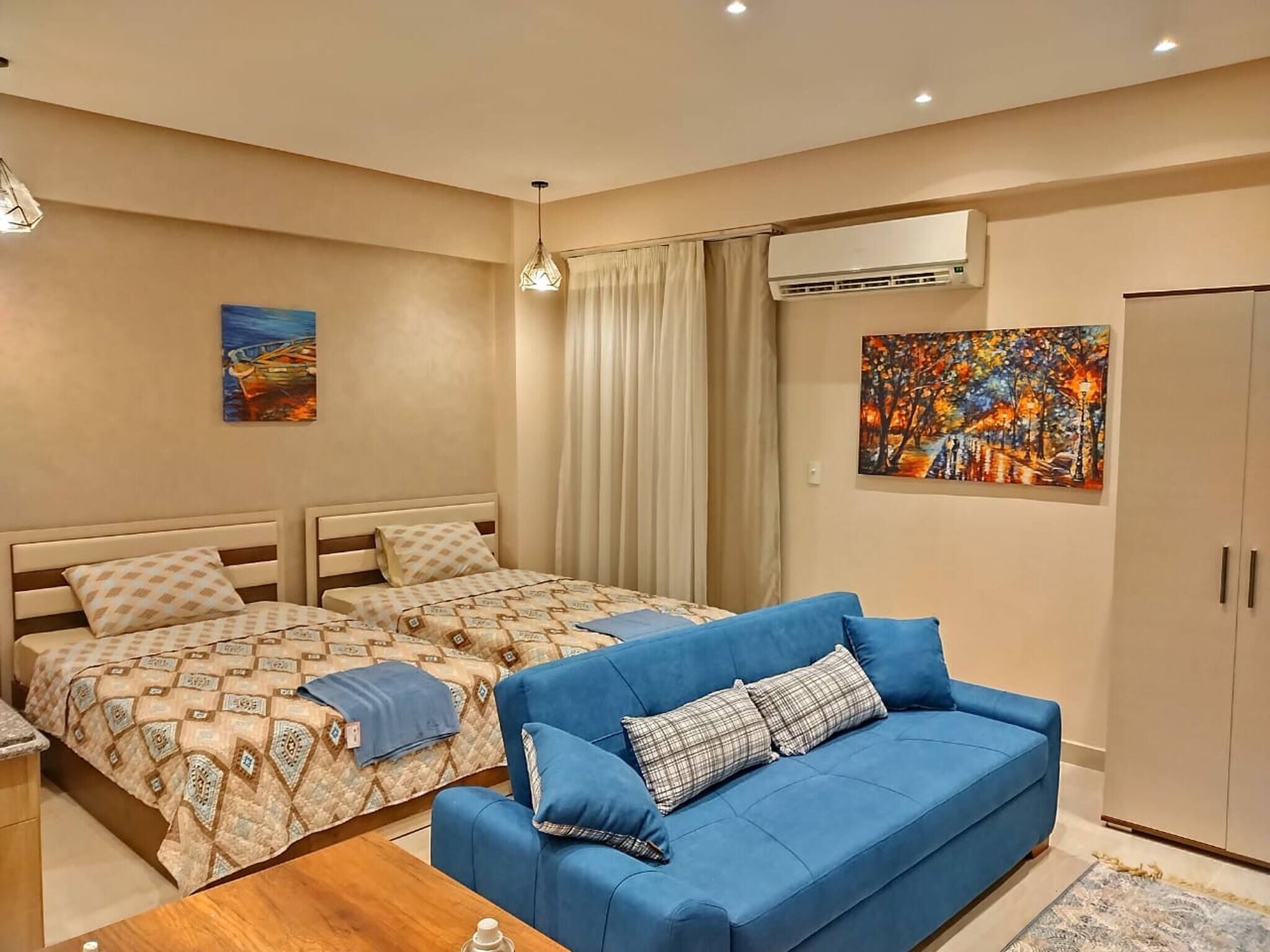 1 kamar tidur dan seprai linen