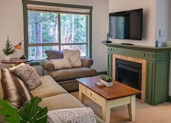 Televisión y chimenea