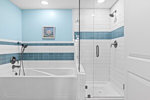 Bathtub, hair dryer, towels