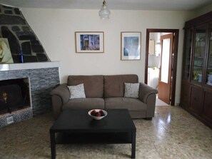 Fernseher, Kamin, Tischtennisplatte, Bücher