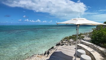 On the beach, white sand, beach bar