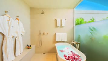 Enjoy a relaxing soak in the bathtub or refreshing shower.