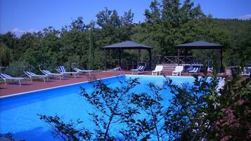 Piscina all'aperto, lettini