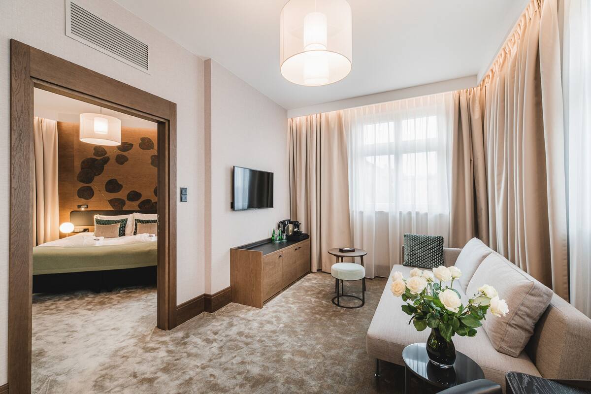 deluxe apartment | living area | flat-screen tv