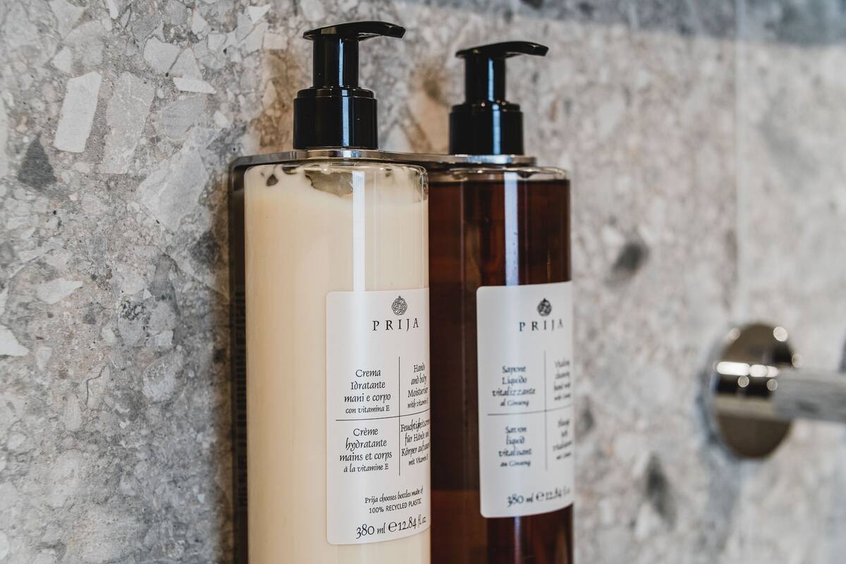 shower, rainfall showerhead, hair dryer, bathrobes