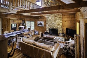 Smart TV, fireplace, foosball, table tennis