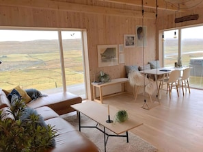 Luxury Cottage | Living area | 60-inch flat-screen TV with digital channels, TV, Netflix - Luxury cottage - in amazing surroundings (Sandur)